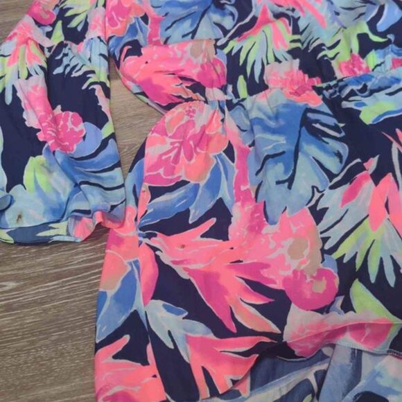 Lilly Pulitzer High Tide Navy Tropicolada Ariele Romper Size XS Xsmall - Picture 6 of 6